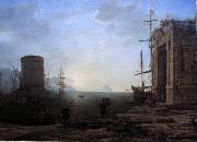 Gellee Claude,dit le Lorrain Harbour view at sunrise France oil painting artist